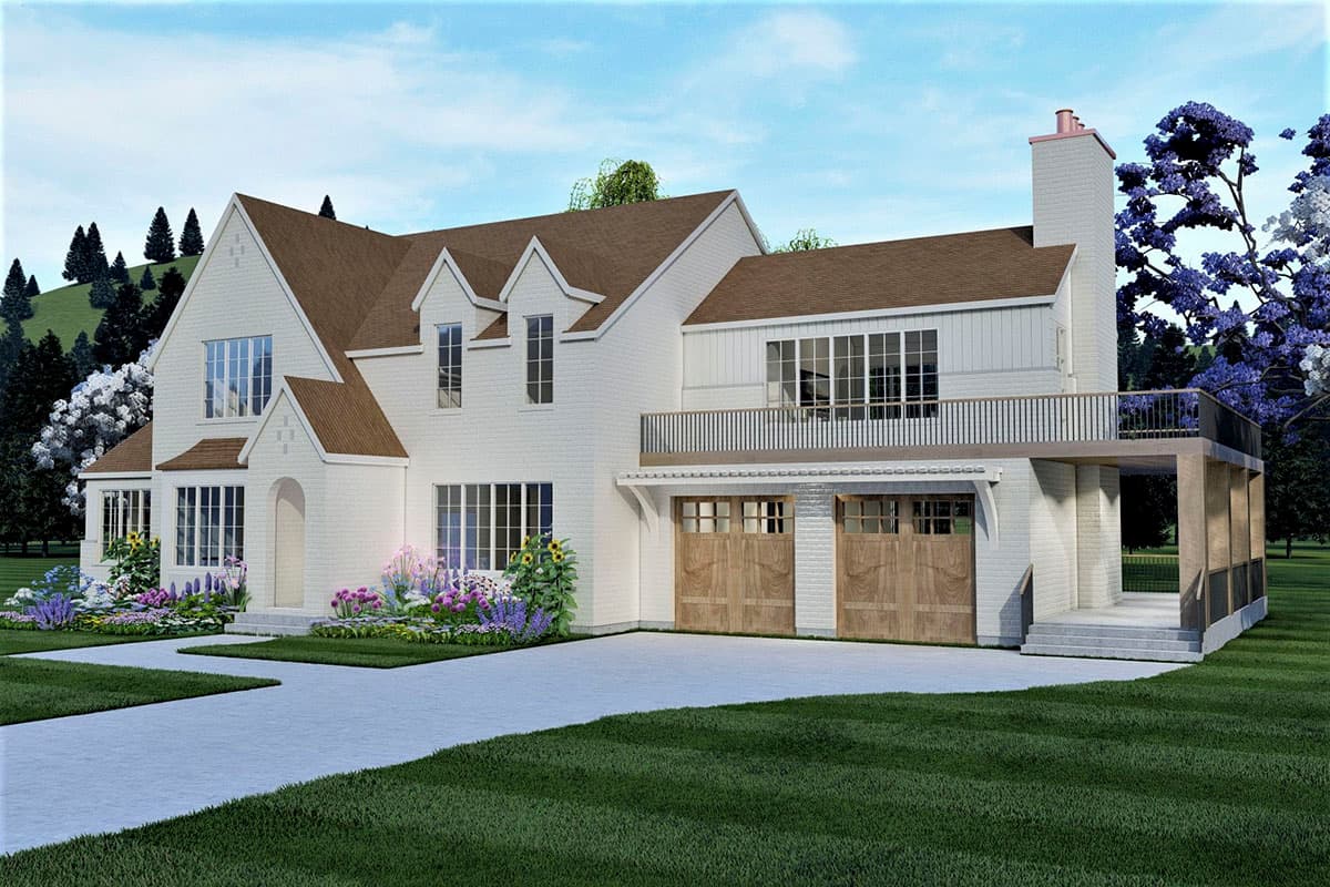 Plan 490054NAH: 4 Bed Transitional House Plan with Upstairs Master Suite with Fireplace - Image #8 - European, Traditional, Transitional
