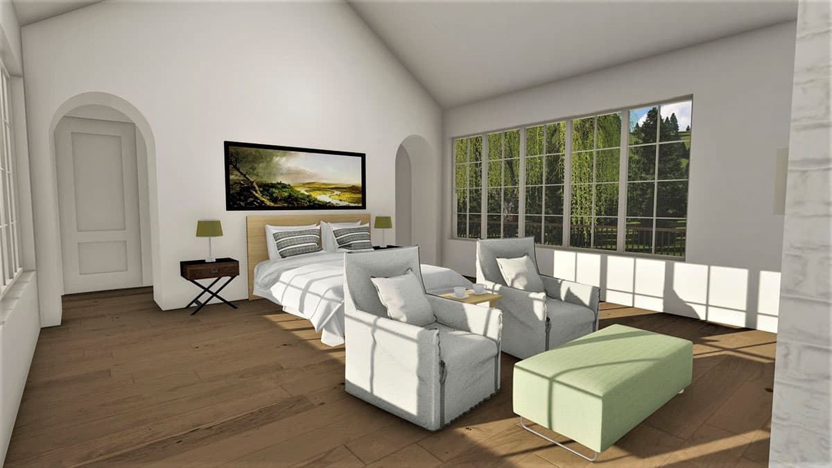 Plan 490054NAH: 4 Bed Transitional House Plan with Upstairs Master Suite with Fireplace - Image #10 - European, Traditional, Transitional