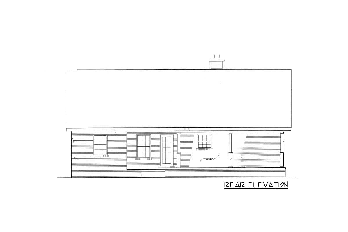 Plan 3435VL: Starter Home Plan With Two Covered Porches - 1277 Sq Ft - Image #6 - Cottage, Country, Vacation