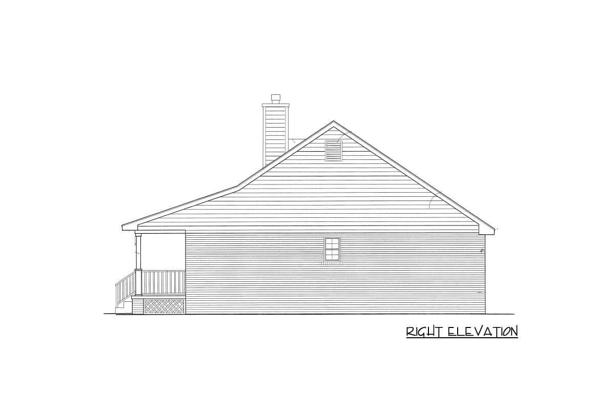 Plan 3435VL: Starter Home Plan With Two Covered Porches - 1277 Sq Ft - Image #7 - Cottage, Country, Vacation