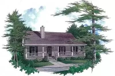 Starter Home Plan With Two Covered Porches - 1277 Sq Ft
