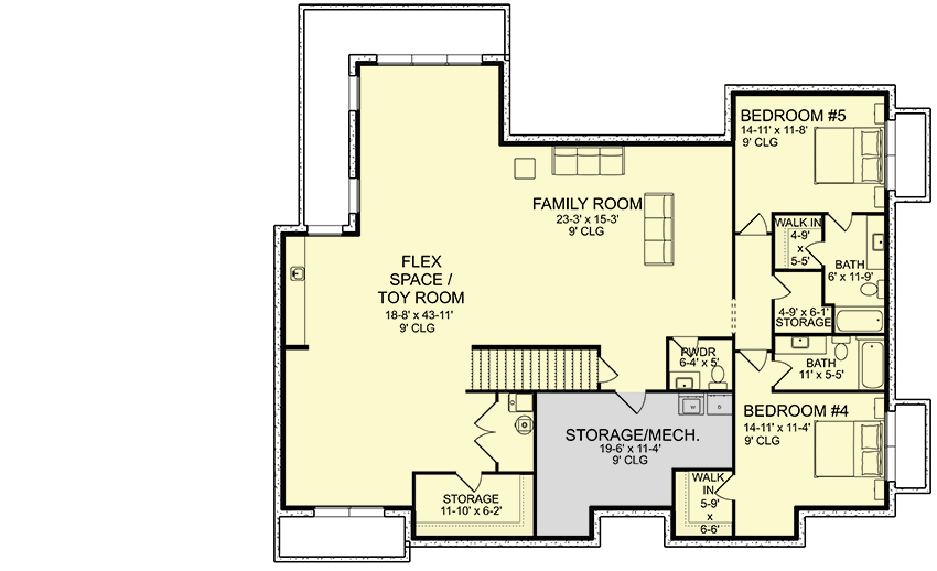 Plan 580029DFT: Transitional Ranch Plan with 4-Car Garage and Dog Run - Floor Plan - Lower Level - Craftsman, New American, Ranch
