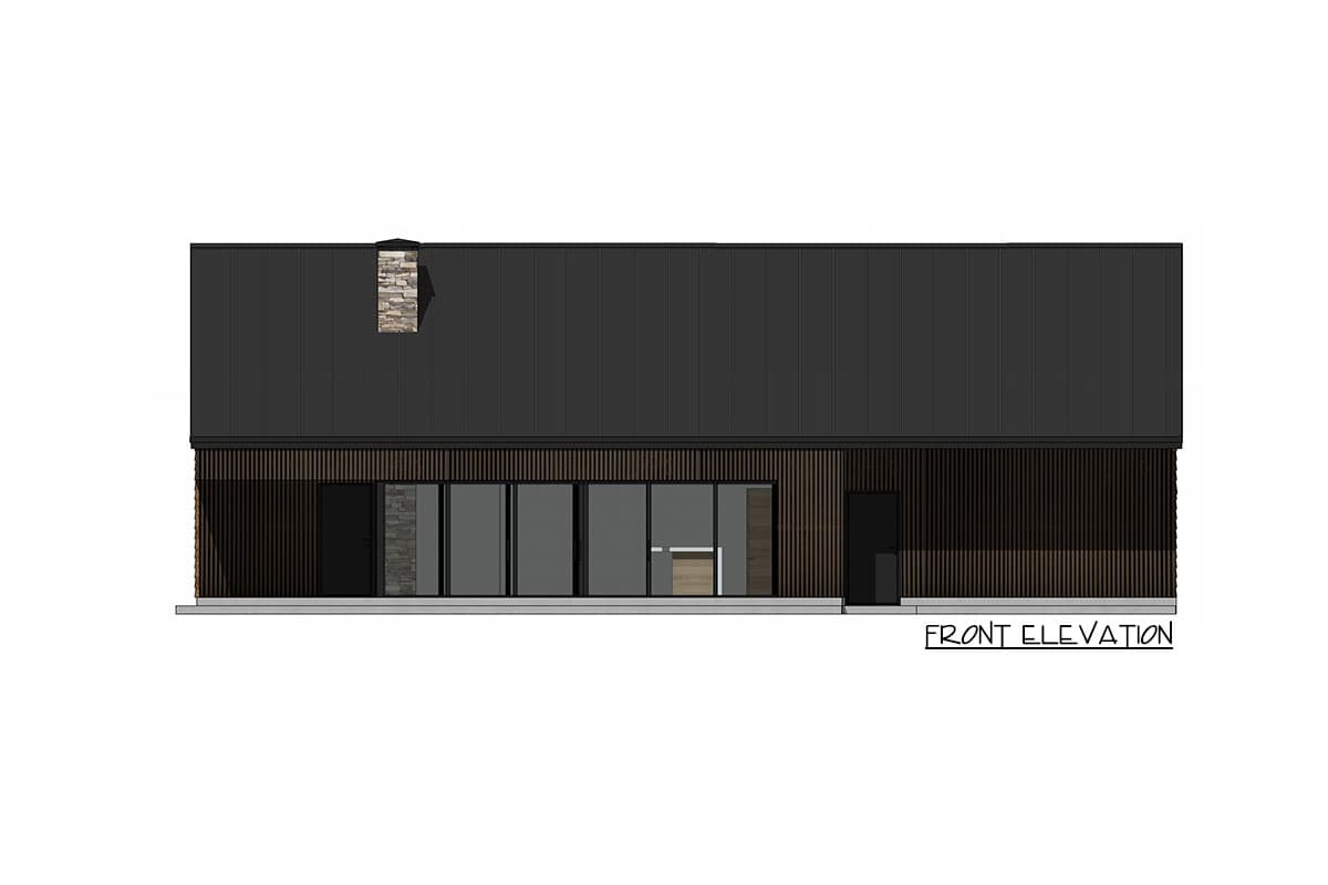 Plan 420055WNT: 2-Bed Modern Mountain Cabin with Glassed-in Living Room and 2-Car Garage - Image #10 - Cabin, Contemporary, Mid Century Modern, Modern, Mountain, New American, Ranch, Rustic