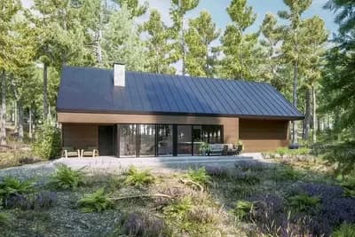 2-Bed Modern Mountain Cabin with Glassed-in Living Room and 2-Car Garage