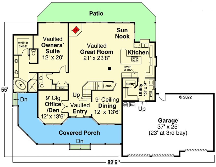 Plan 72354DA: Country-style Home Plan with 2-Story Foyer and Great Room - Floor Plan - Main Level - Country, Farmhouse, Traditional