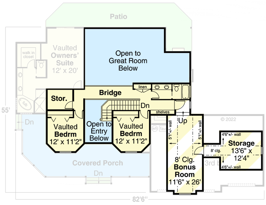 Plan 72354DA: Country-style Home Plan with 2-Story Foyer and Great Room - Floor Plan - 2nd Floor - Country, Farmhouse, Traditional