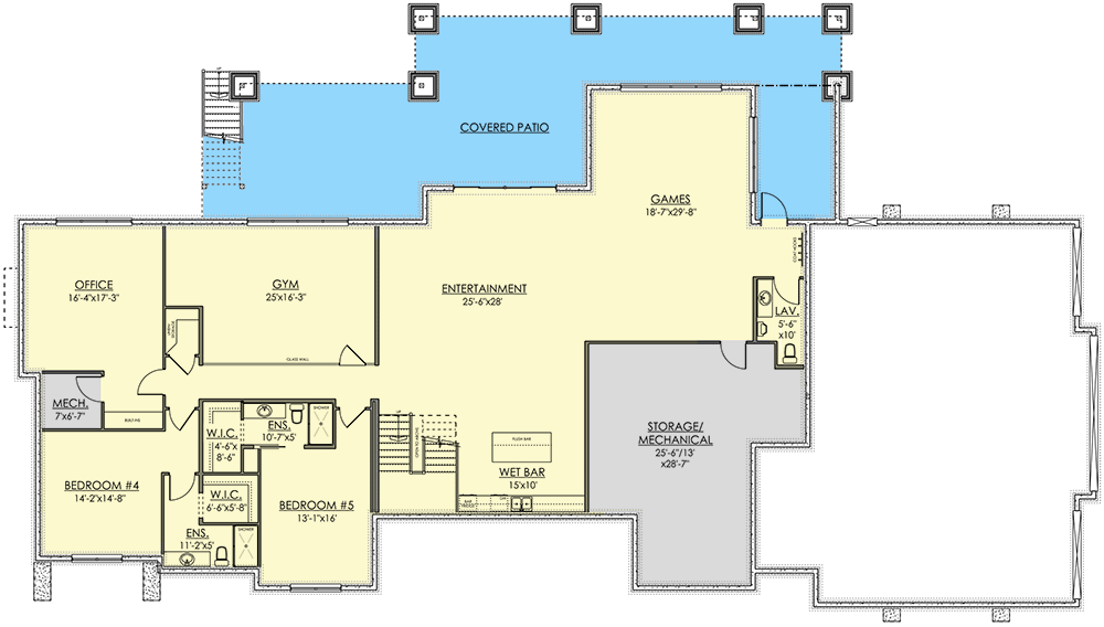 Plan 81727AB: Mountain Ranch Plan with Ski Room and Optional Walkout Basement - Floor Plan - Lower Level