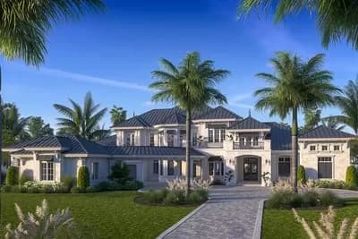 Luxury Coastal Contemporary House Plan with Private Office and Elevator - 7572 Sq Ft