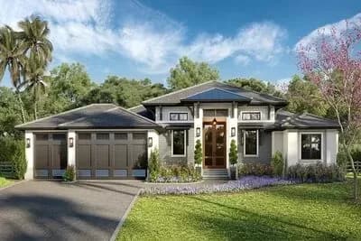 3100 Square Foot Transitional Mediterranean House Plan with 3-Beds
