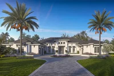 Symmetrical Florida-style House Plan with 5-Bedrooms