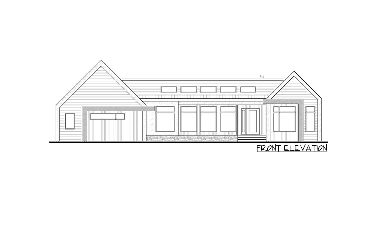 Plan 81729AB: Split-bed Modern Farmhouse Plan with 11'-Deep Rear Deck - 3040 Sq Ft - Image #5 - Contemporary, Mid Century Modern, Modern, Northwest