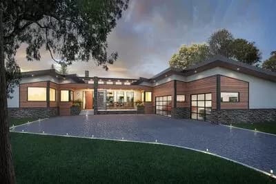 2800 Sq Ft Mid-Century Modern House Plan with Vaulted Ceilings and 3 Outdoor Spaces