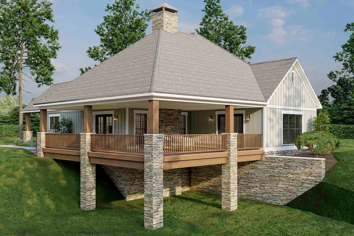 Plan 70787MK: 1900 Square Foot 2-Bed House Plan with L-Shaped Porch in Back - 1937 Sq Ft - Image #11 - Cottage, Country, Rustic, Traditional, Vacation