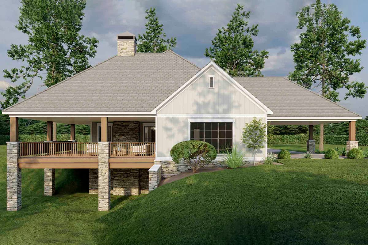 Plan 70787MK: 1900 Square Foot 2-Bed House Plan with L-Shaped Porch in Back - 1937 Sq Ft - Image #12 - Cottage, Country, Rustic, Traditional, Vacation