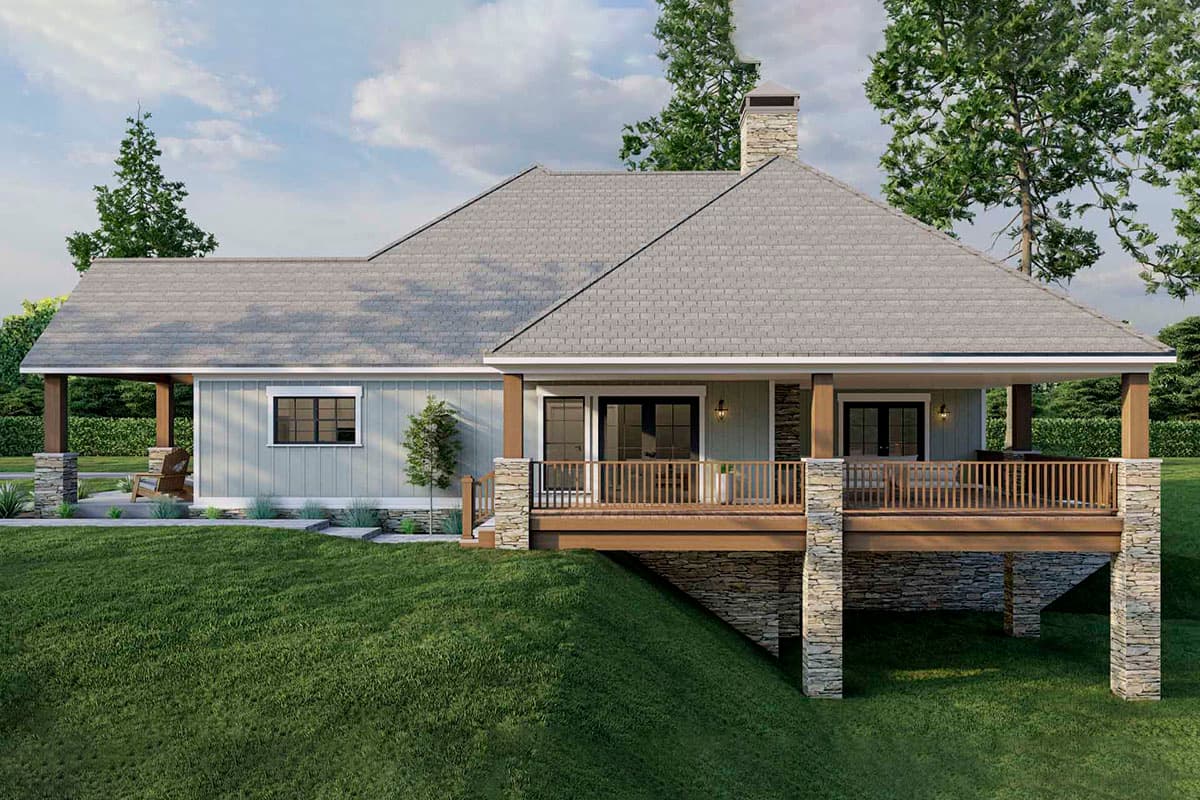 Plan 70787MK: 1900 Square Foot 2-Bed House Plan with L-Shaped Porch in Back - 1937 Sq Ft - Image #14 - Cottage, Country, Rustic, Traditional, Vacation