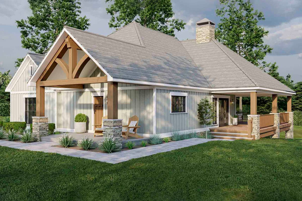 Plan 70787MK: 1900 Square Foot 2-Bed House Plan with L-Shaped Porch in Back - 1937 Sq Ft - Image #15 - Cottage, Country, Rustic, Traditional, Vacation