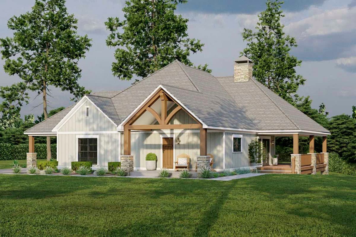 Plan 70787MK: 1900 Square Foot 2-Bed House Plan with L-Shaped Porch in Back - 1937 Sq Ft - Image #16 - Cottage, Country, Rustic, Traditional, Vacation