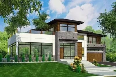 Modern Home Plan with Second Floor Rooftop Terrace - 4340 Sq Ft