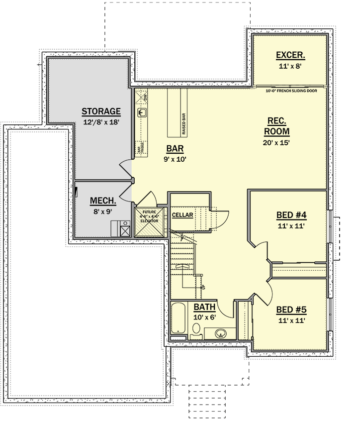 Plan 81732AB: 2900 Square Foot 3-Bed Craftsman Home Plan with Lower Level Expansion - Floor Plan - Lower Level - Craftsman, New American, Northwest, Shingle
