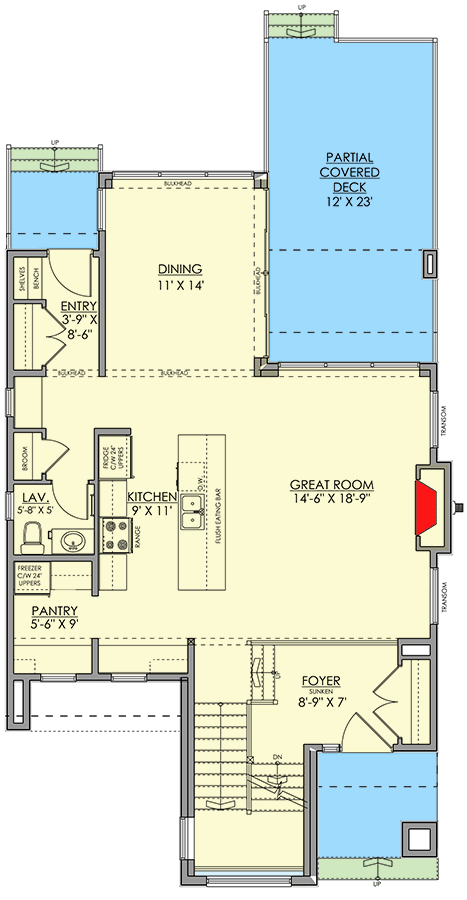 Plan 81733AB: Modern Home Plan with Third Floor Wet Bar and Deck and Lower Level Home Theater - Floor Plan - Main Level