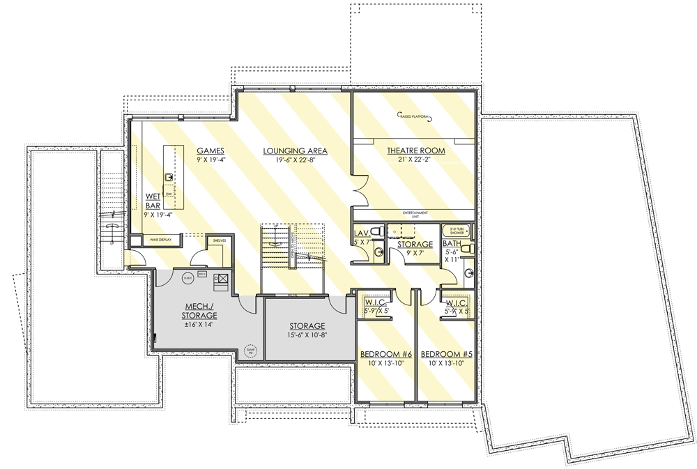Plan 81734AB: 5500 Sq Ft Modern Home with Slightly Angled 3-Car Garage - Floor Plan - Optionally Finished Lower Level - Contemporary, Mid Century Modern, Modern, Northwest