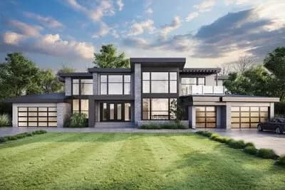 5500 Sq Ft Modern Home with Slightly Angled 3-Car Garage