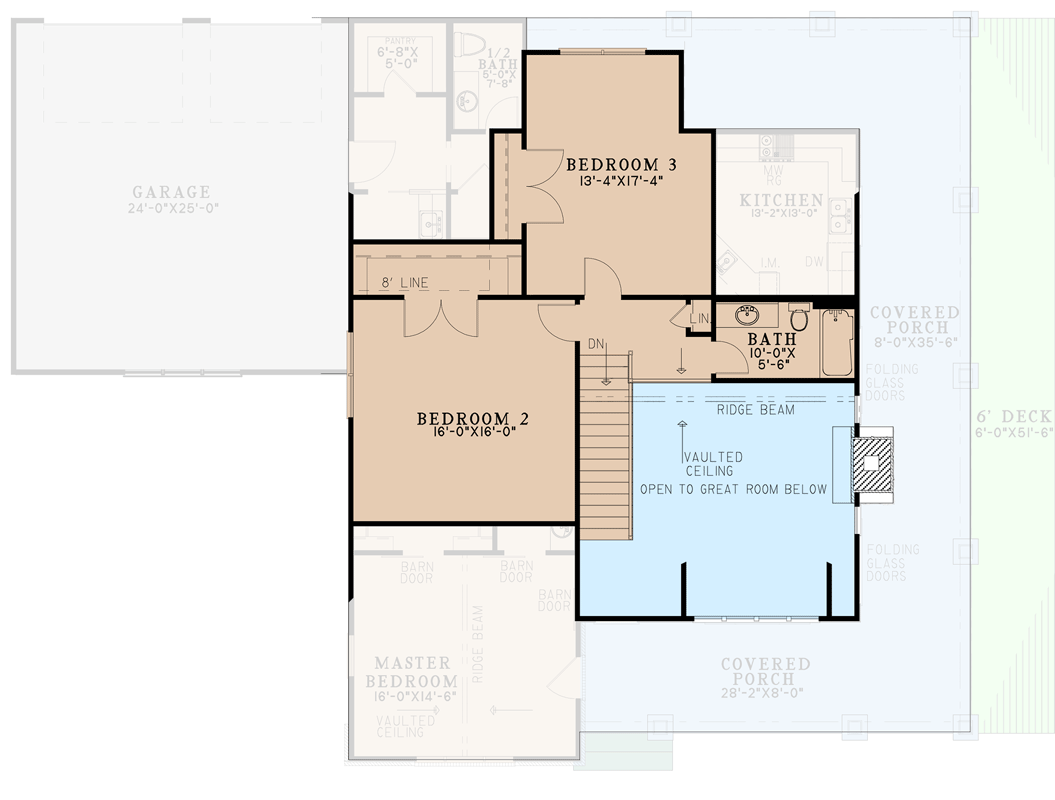 Plan 70789MK: Country Cottage with Vaulted Ceiling Under 2300 Square Feet with Rear-Facing Garage - Floor Plan - 2nd Floor - Country, Craftsman, New American, Rustic