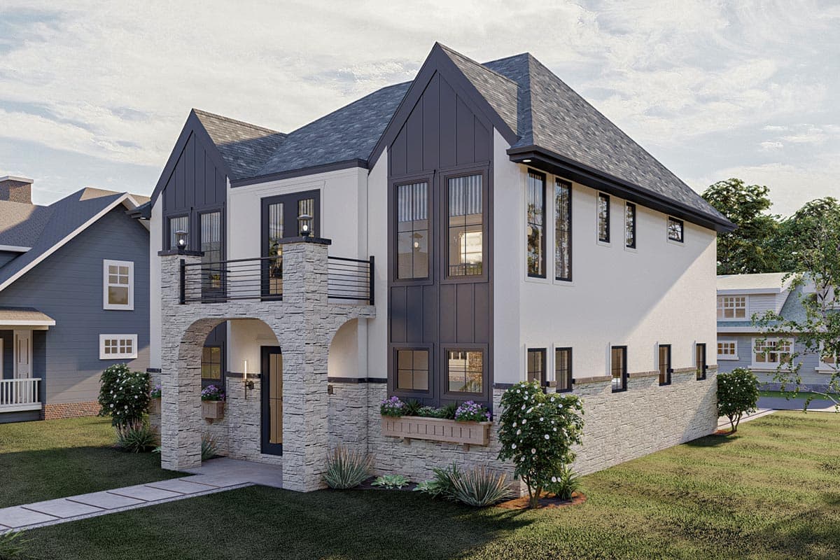 Plan 623138DJ: Modern European-Style Carriage House Plan with 3-Beds Upstairs - Image #9 - Carriage, Cottage, European, Transitional