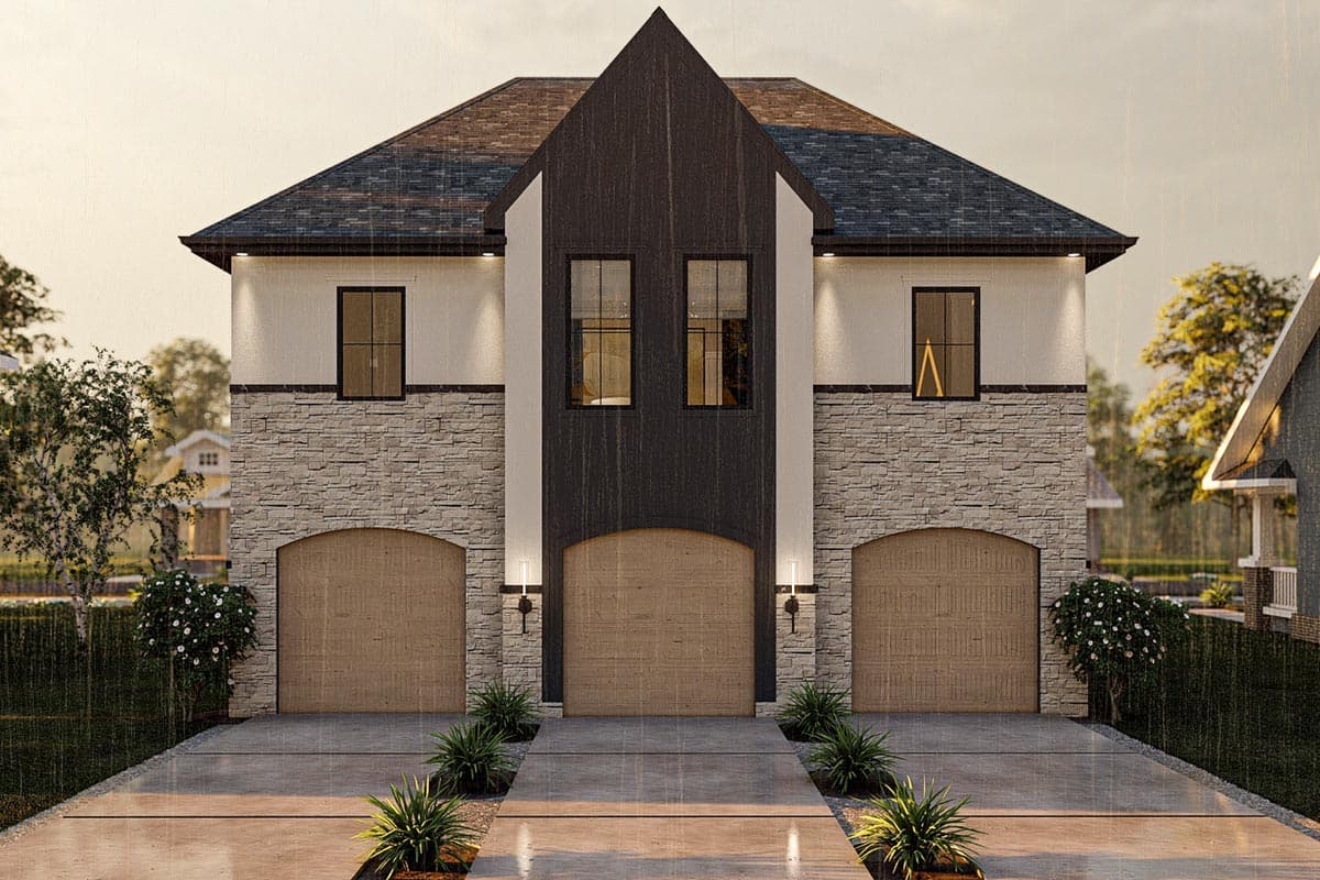 Plan 623138DJ: Modern European-Style Carriage House Plan with 3-Beds Upstairs - Image #7 - Carriage, Cottage, European, Transitional