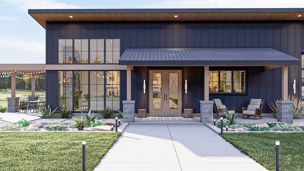 Plan 623142DJ: 2-Bed Barndominium-Style House Plan with Covered Patio and 3-Car Garage - 1575 Sq Ft - Image #8 - Barndominium, Country, Mid Century Modern, Modern, New American