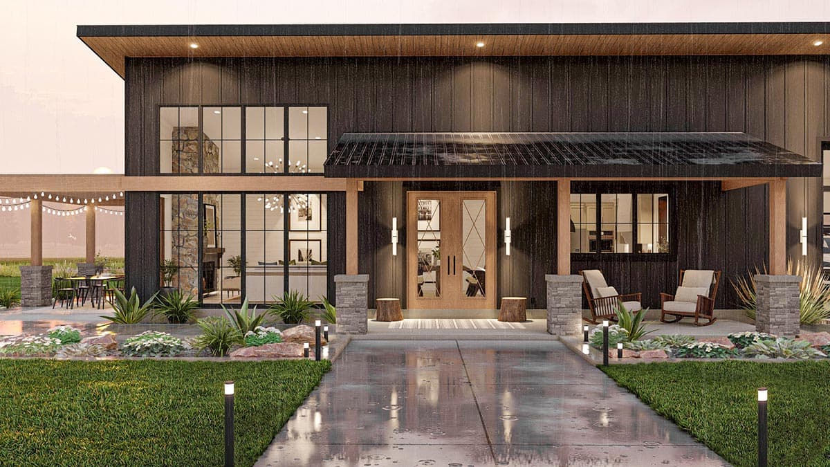 Plan 623142DJ: 2-Bed Barndominium-Style House Plan with Covered Patio and 3-Car Garage - 1575 Sq Ft - Image #9 - Barndominium, Country, Mid Century Modern, Modern, New American