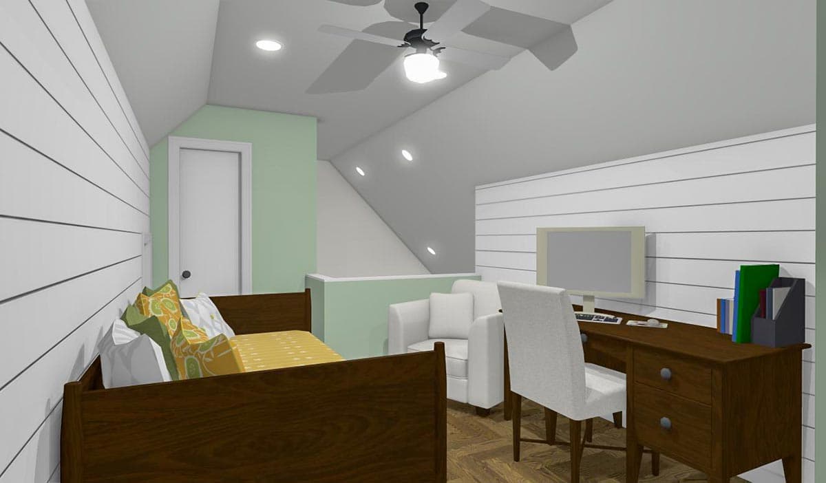 Plan 430822SNG: 650 Square Foot Board and Batten ADU with Loft - Image #9 - Cottage, Country, Craftsman, New American