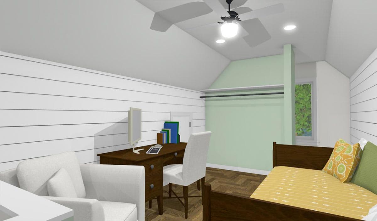 Plan 430822SNG: 650 Square Foot Board and Batten ADU with Loft - Image #10 - Cottage, Country, Craftsman, New American