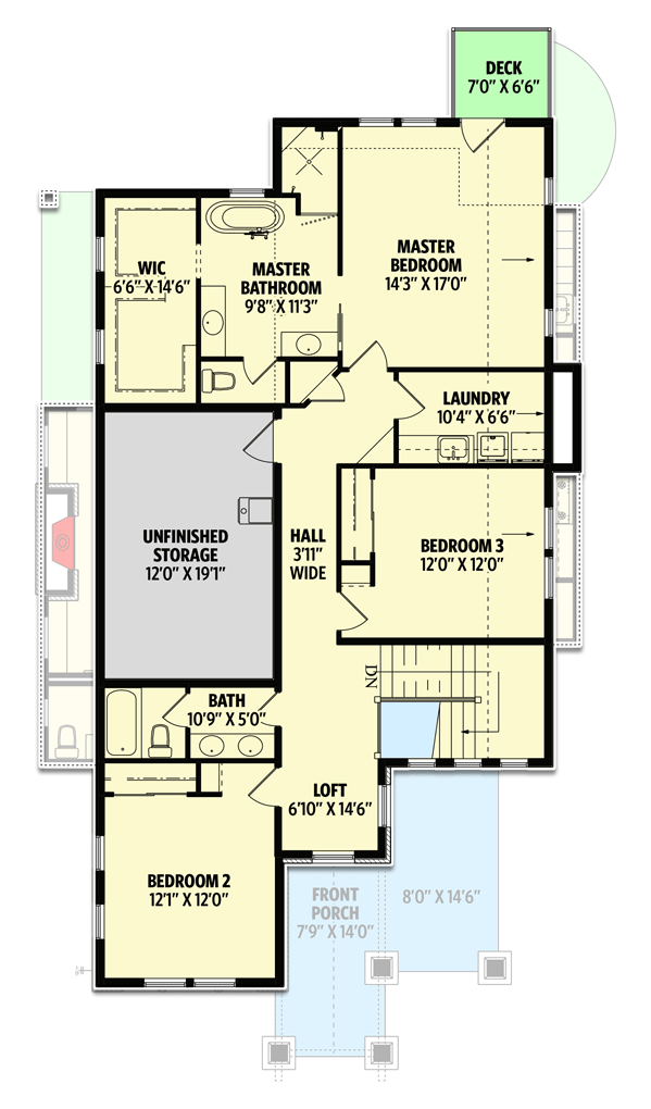 Plan 95178RW: 2-Story Craftsman Bungalow with Just Under 2900 Square Feet of Living Space - Floor Plan - 2nd Floor - Bungalow, Craftsman, New American, Northwest