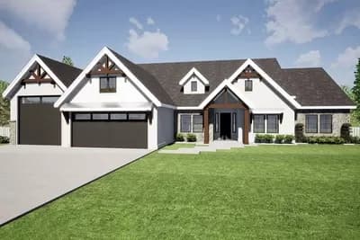 4-Bed Modern Farmhouse Plan with Home Office and Gym - 3415 Sq Ft