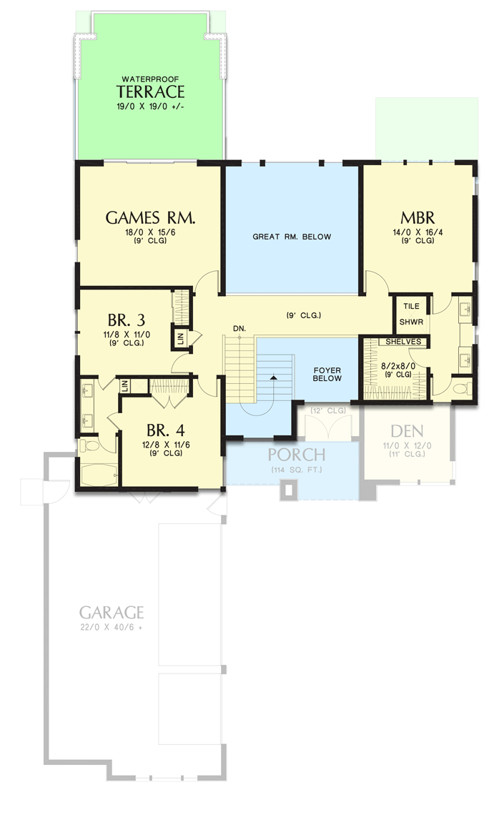 Plan 69229AM: 4 Bed Modern Prairie-style House Plan with Outdoor Kitchen and Fireplace - Floor Plan - 2nd Floor - Contemporary, Modern, Northwest, Prairie