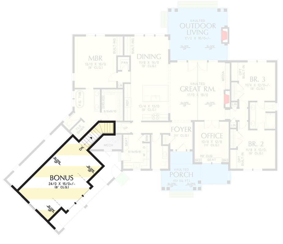 Plan 69277AM: 3-Bed Craftsman Rambler with Home Office and Angled Garage - 2233 Sq Ft - Floor Plan - 2nd Floor - Country, Farmhouse, Modern Farmhouse, New American, Ranch, Traditional