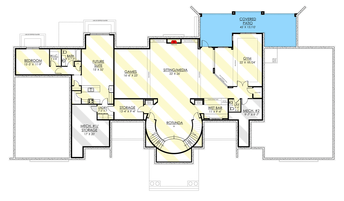Plan 81735AB: Spacious Georgian Home Plan with 3rd-Floor Loft - Floor Plan - Optionally Finished Lower Level - European, Georgian, Traditional