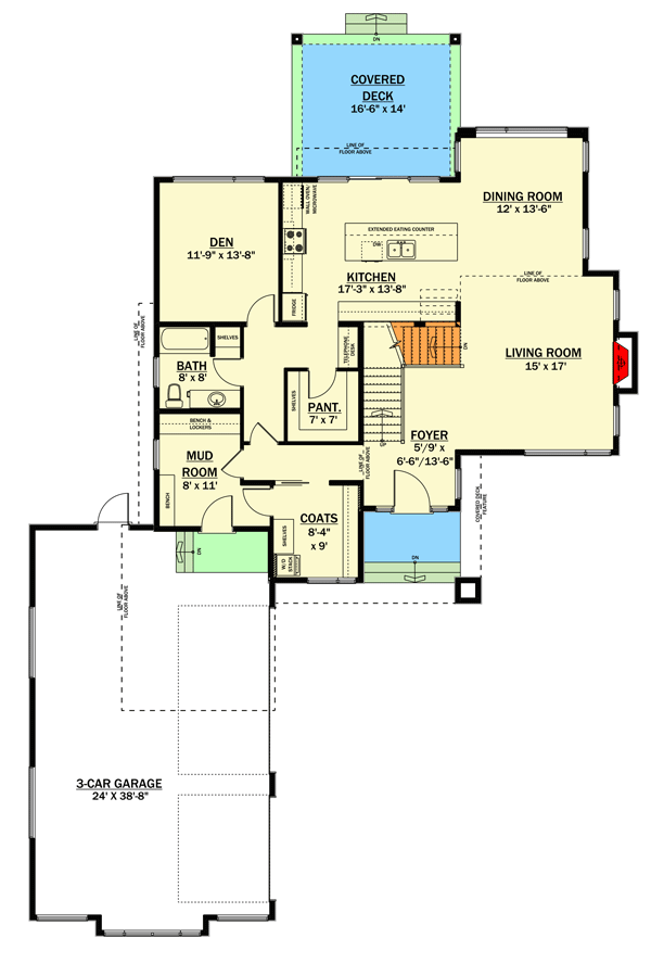 Plan 81738AB: Modern Home Plan Under 3000 Square Feet with Basement Expansion - Floor Plan - Main Level - Modern, Northwest, Prairie