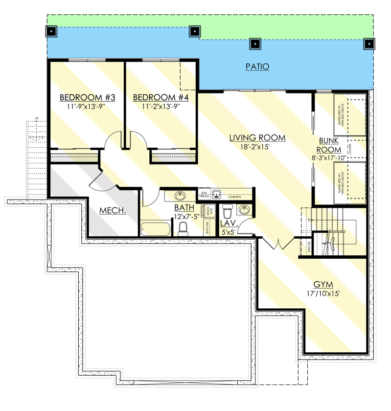 Plan 81740AB: 3600 Transitional House Plan with Main Floor Play Room and Upstairs Apartment - Floor Plan - Optionally Finished Lower Level - European, Transitional, Tudor