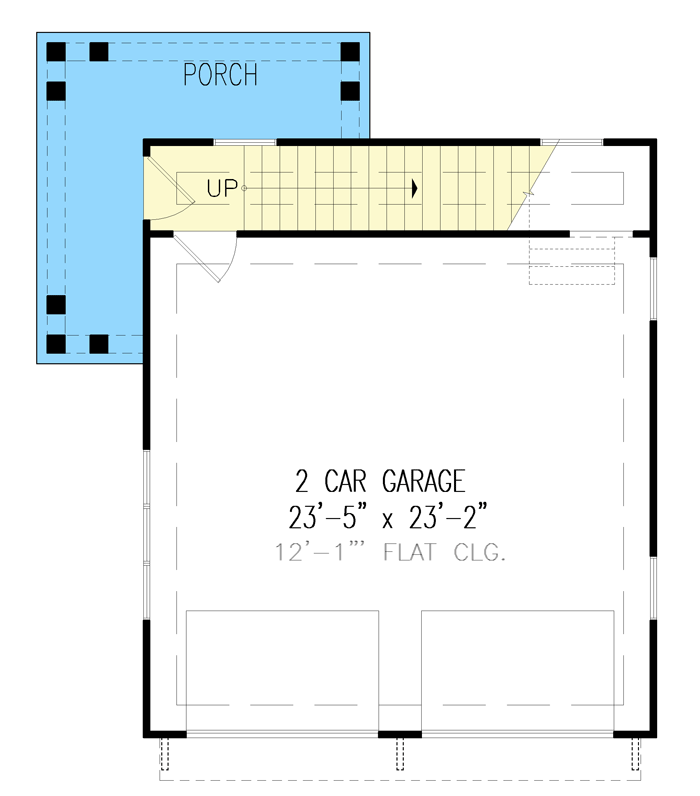 Plan 25781GE: European-Style Carriage House Plan with 650 Square Foot Studio Apartment - Floor Plan - Main Level - Carriage, Cottage, Craftsman, European, Rustic, Southern, Traditional