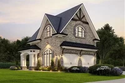European-Style Carriage House Plan with 650 Square Foot Studio Apartment