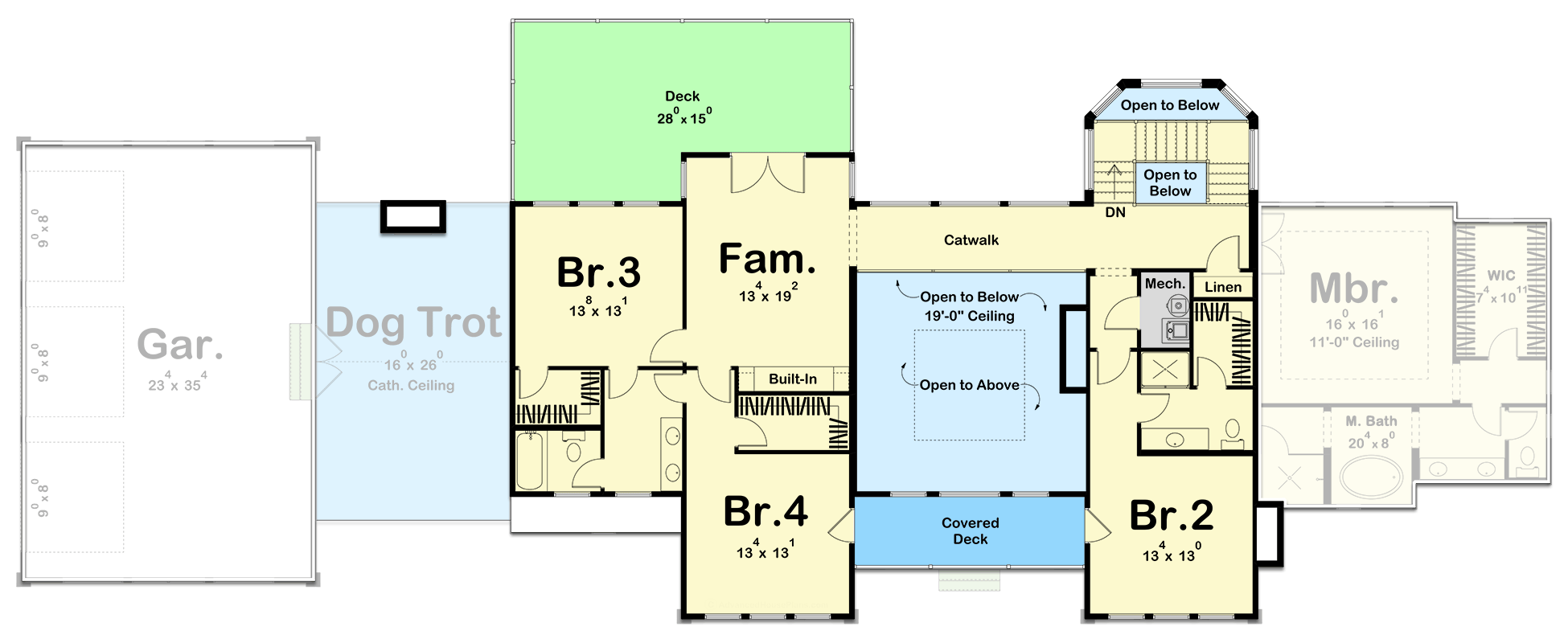 Plan 623143DJ: 4-Bed Contemporary House Plan Just Over 4000 Square Feet - Floor Plan - 2nd Floor - Coastal, Contemporary, Cottage, Country, Farmhouse, Modern Farmhouse, New American, Traditional, Transitional