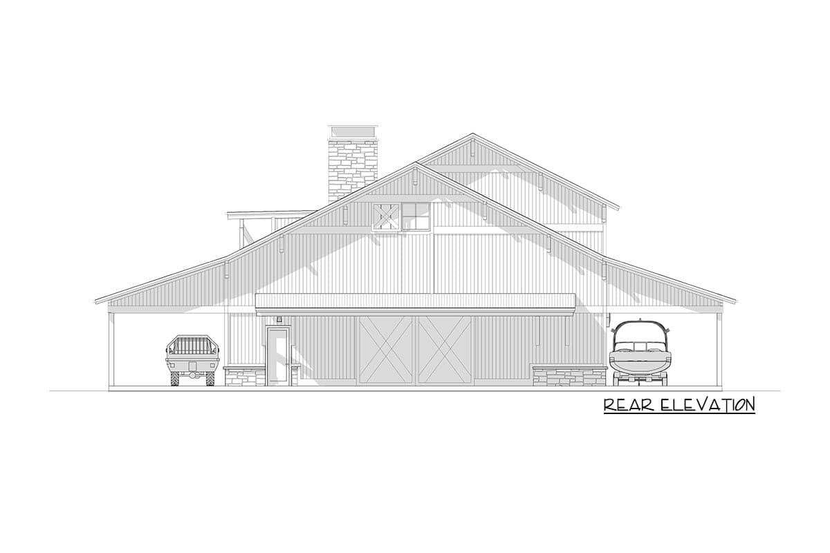 Plan 64533SC: 3 Level 4-Bed Barndominium with 2 Master Bedrooms - Image #25 - Barndominium, Country, Farmhouse, New American, Rustic, Southern, Vacation
