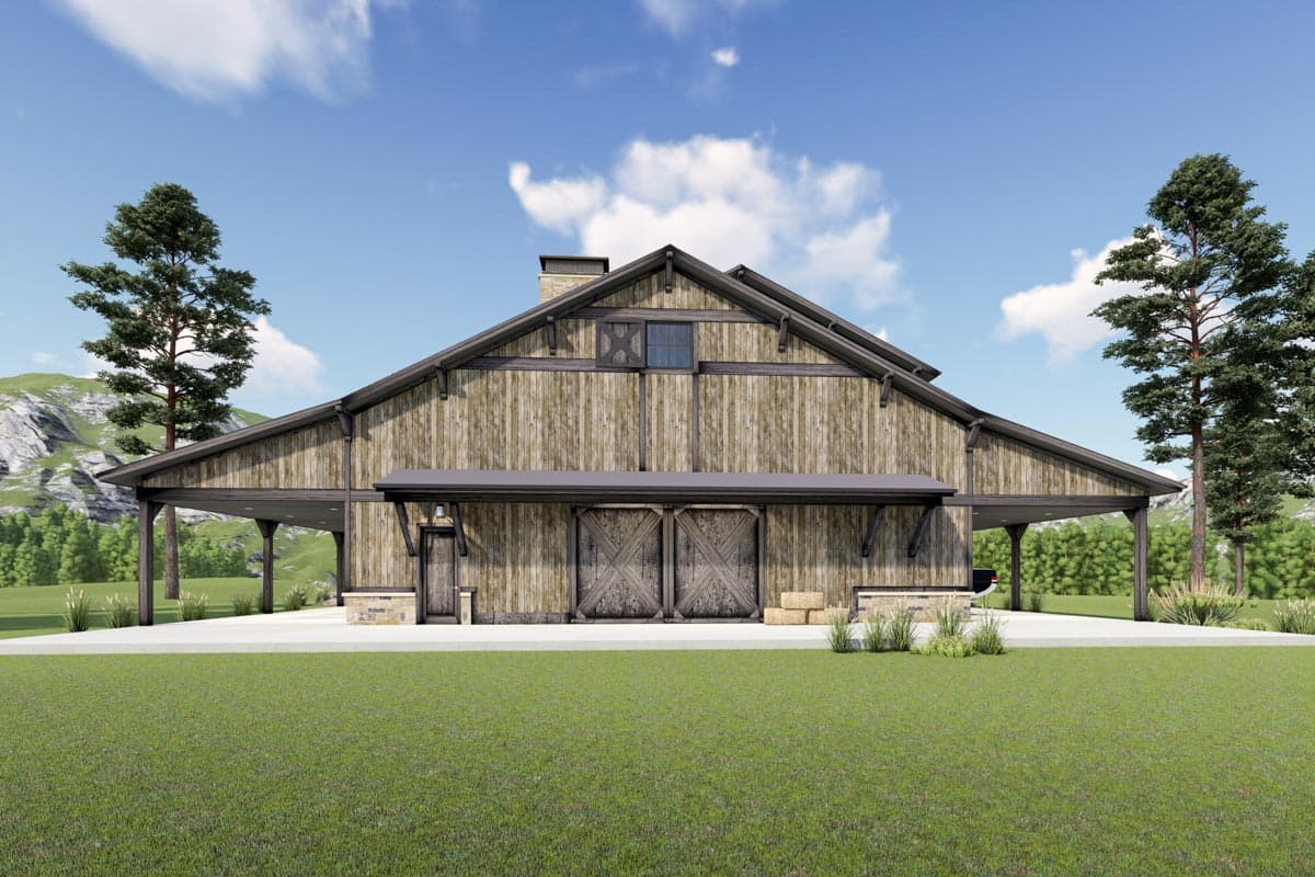 Plan 64533SC: 3 Level 4-Bed Barndominium with 2 Master Bedrooms - Image #5 - Barndominium, Country, Farmhouse, New American, Rustic, Southern, Vacation