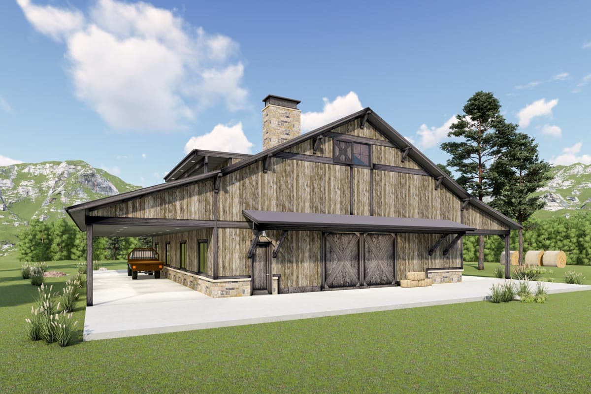 Plan 64533SC: 3 Level 4-Bed Barndominium with 2 Master Bedrooms - Image #6 - Barndominium, Country, Farmhouse, New American, Rustic, Southern, Vacation