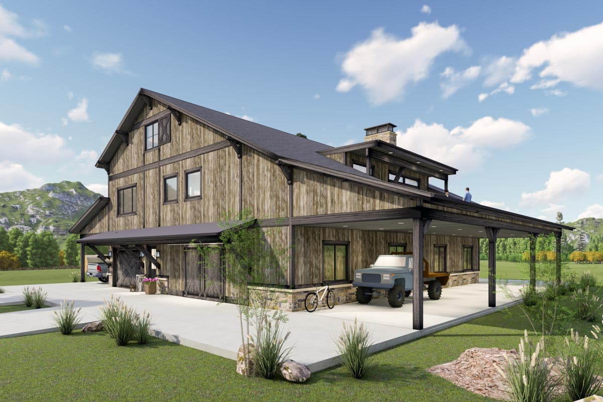 Plan 64533SC: 3 Level 4-Bed Barndominium with 2 Master Bedrooms - Image #9 - Barndominium, Country, Farmhouse, New American, Rustic, Southern, Vacation