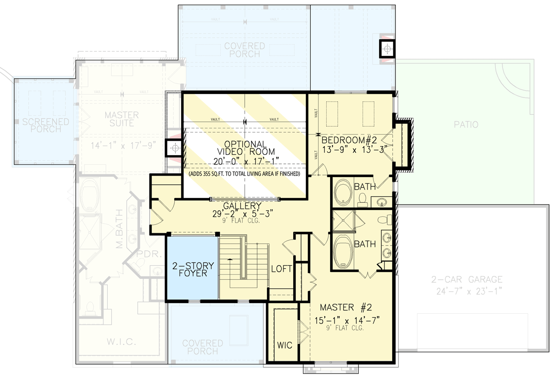 Plan 25782GE: 2-Story Modern Farmhouse Plan with Two Master Suites and Optional Lower Level - Floor Plan - 2nd Floor - Country, Craftsman, Modern Farmhouse, New American, Rustic, Traditional, Vacation