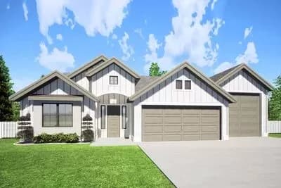 New American One-Story House Plan Under 2500 Square Feet with RV Garage