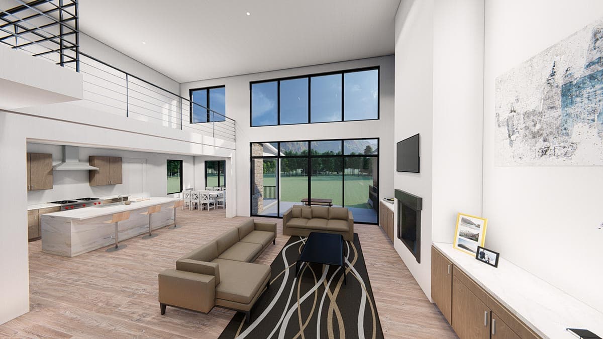 Plan 490060NAH: Transitional 3600 Square Foot Farmhouse with 2-Story Great Room - Image #6 - Hill Country, New American, Traditional, Transitional